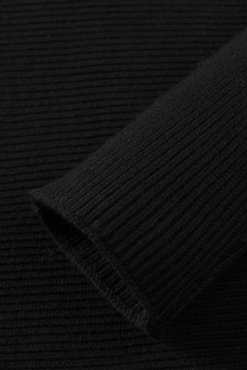 Black Striped Long Sleeve Knit Sweater