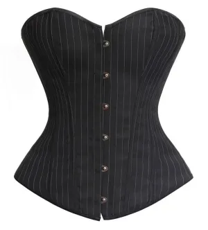 Black Striped Over Bust Zip Corset