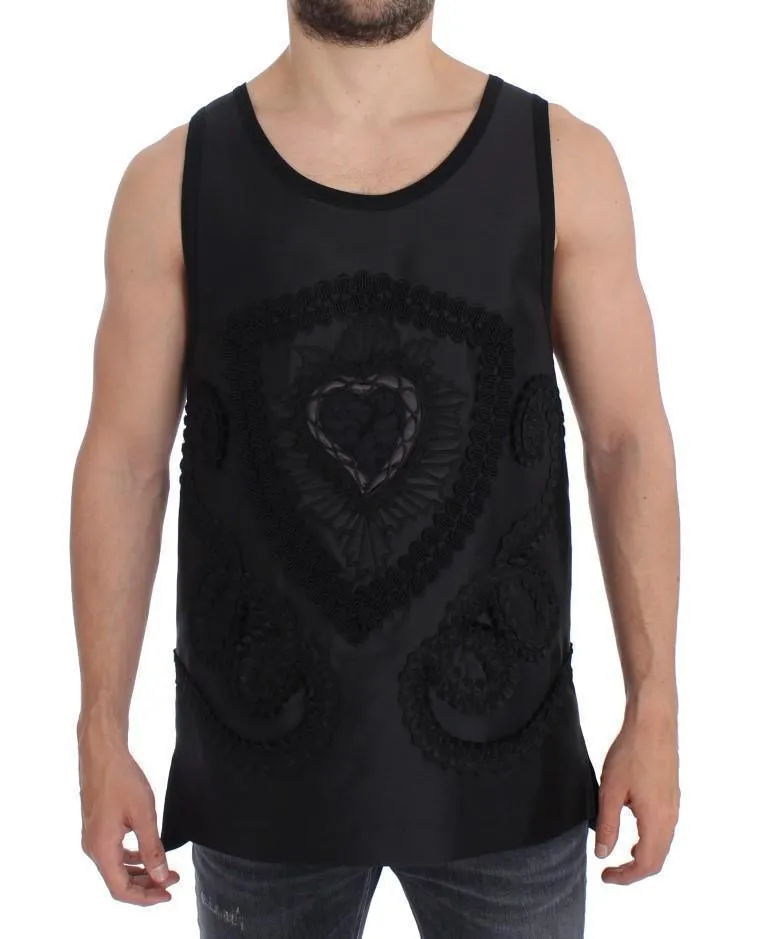 Black TORERO Silk Sleeveless T-shirt