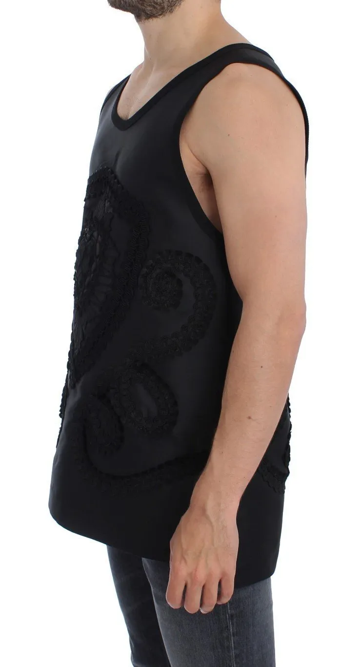 Black TORERO Silk Sleeveless T-shirt