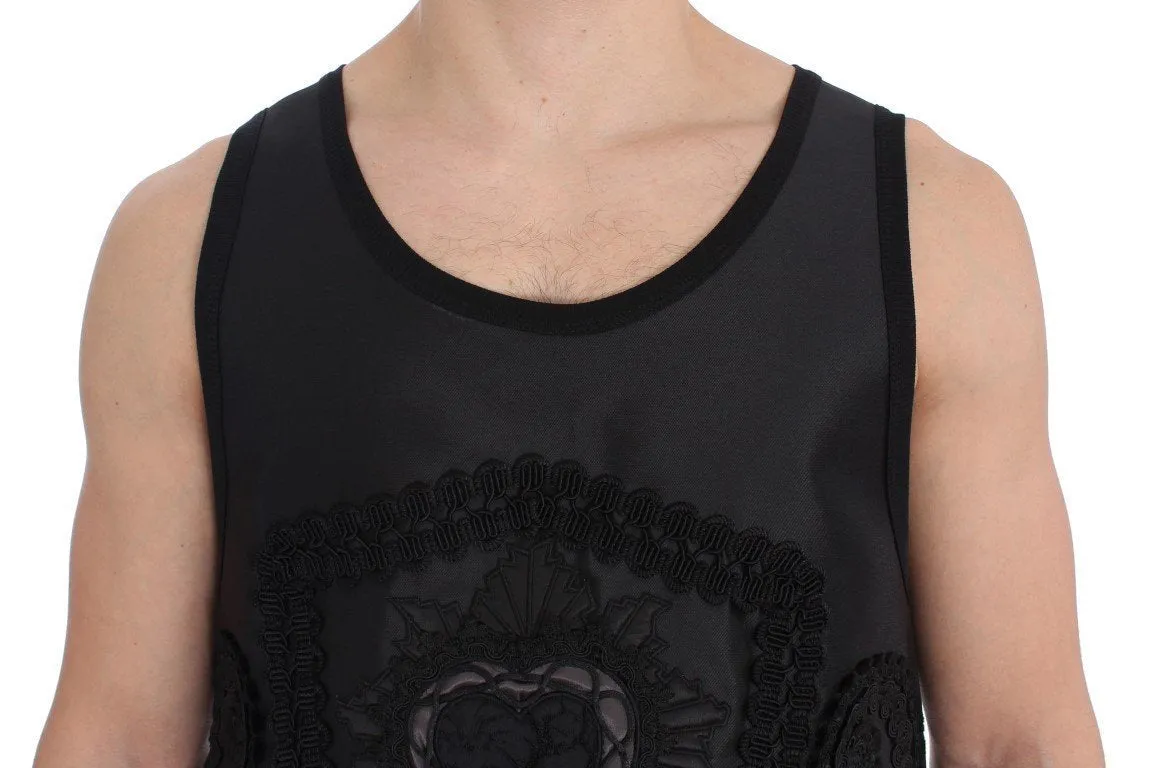 Black TORERO Silk Sleeveless T-shirt