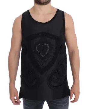 Black TORERO Silk Sleeveless T-shirt