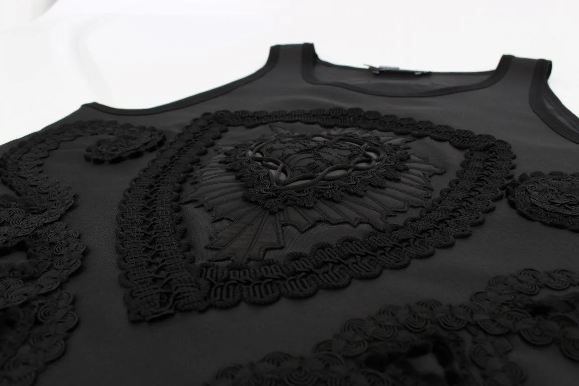 Black TORERO Silk Sleeveless T-shirt