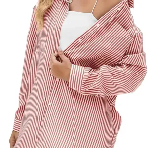 Blake Pink/White Striped Boyfriend Button Down