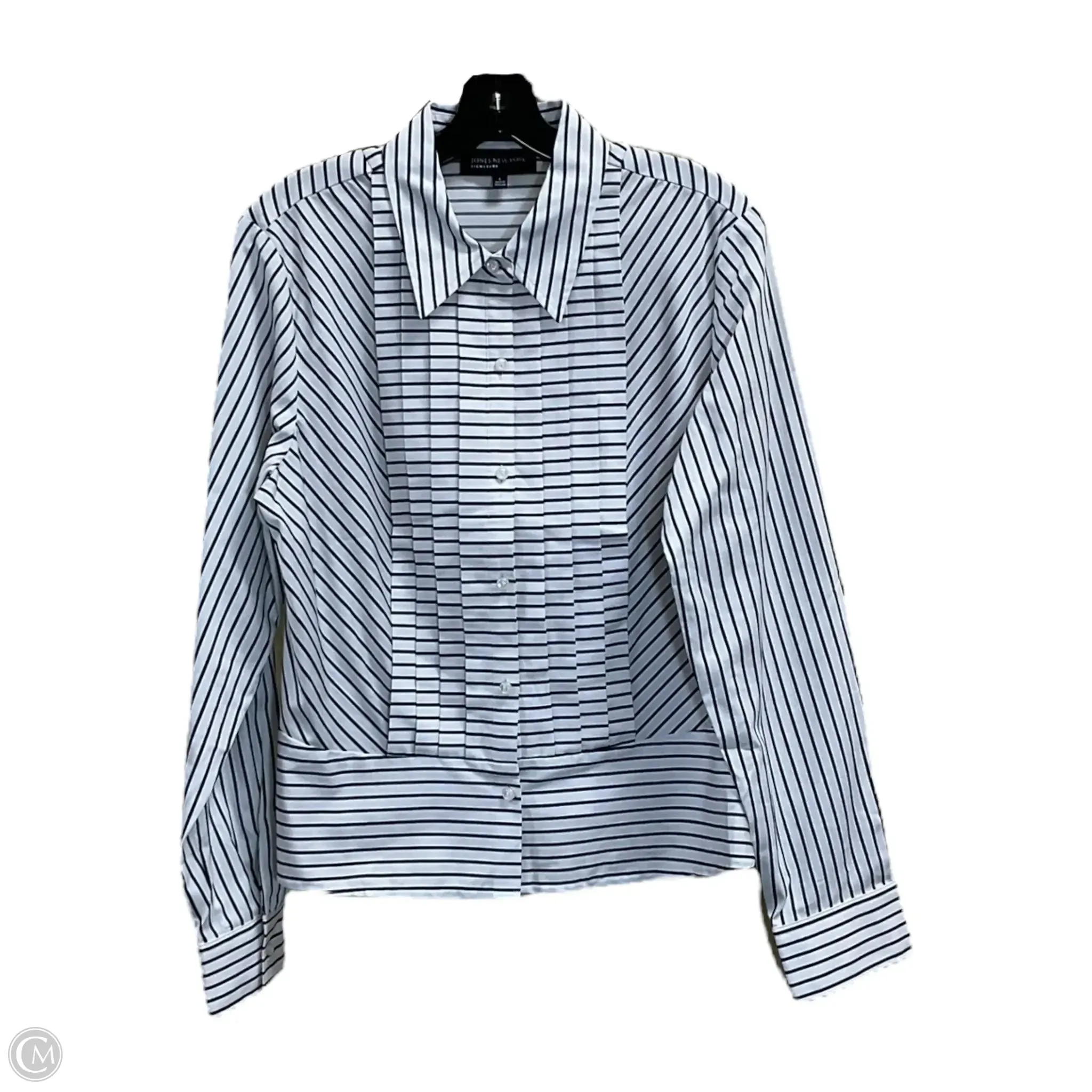 Blouse Long Sleeve By Jones New York In Striped Pattern, Size: L