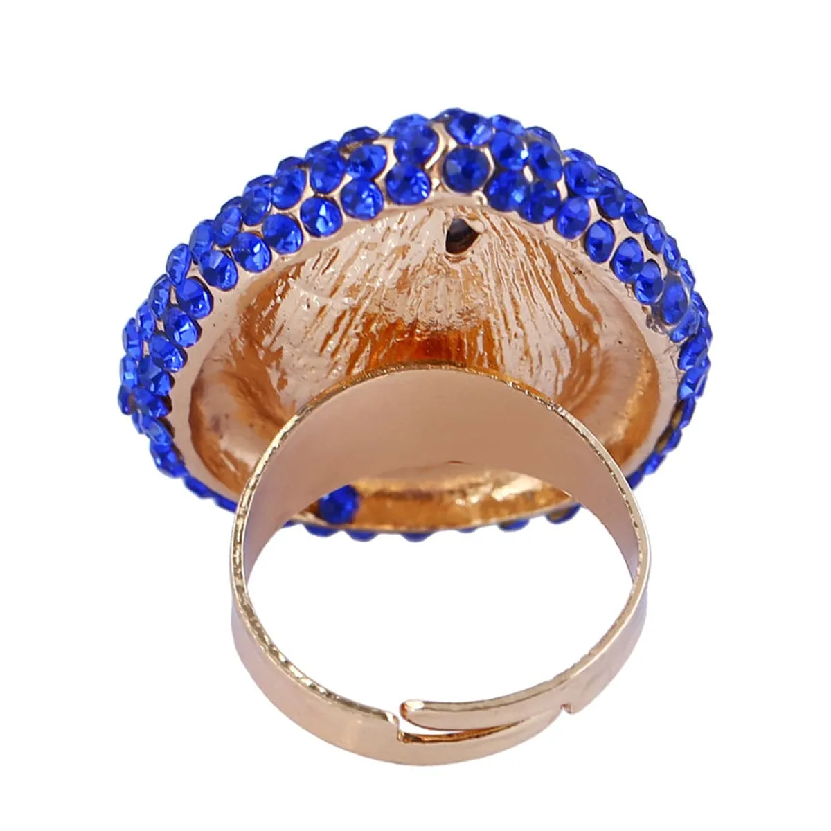 Blue Crystal & Cubic Zirconia Adjustable Teardrop Ring
