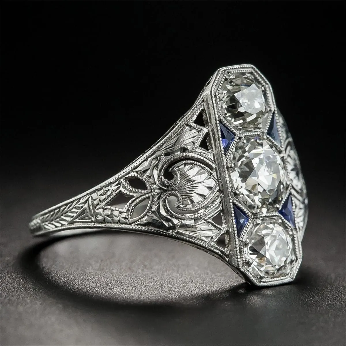 Blue Crystal & Silver-Plated Eternity Ring