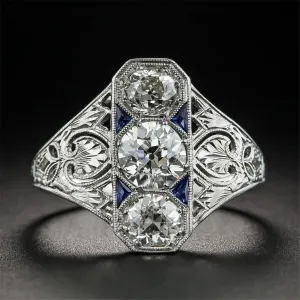 Blue Crystal & Silver-Plated Eternity Ring