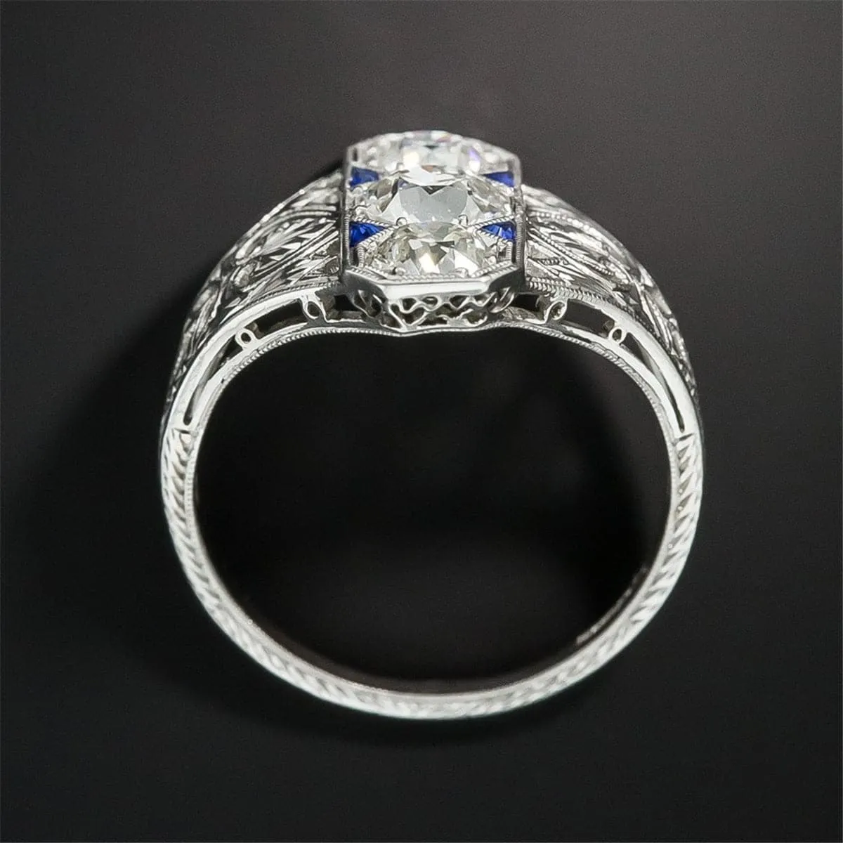 Blue Crystal & Silver-Plated Eternity Ring