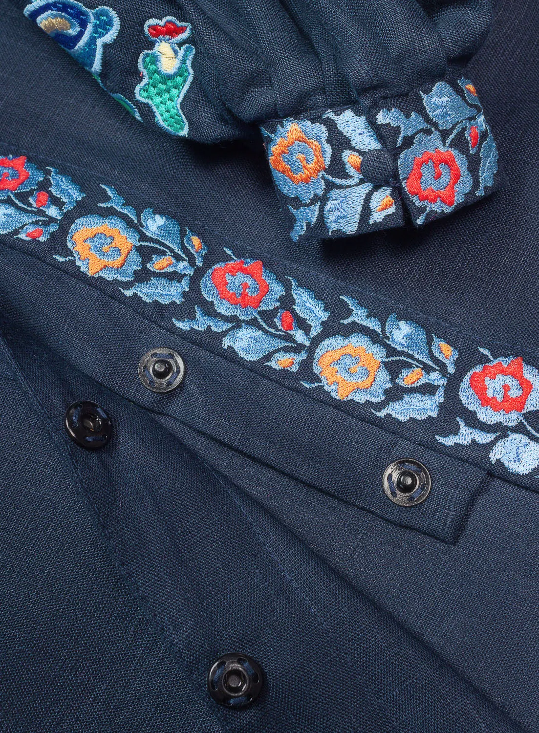 Blue embroidered flowered dress
