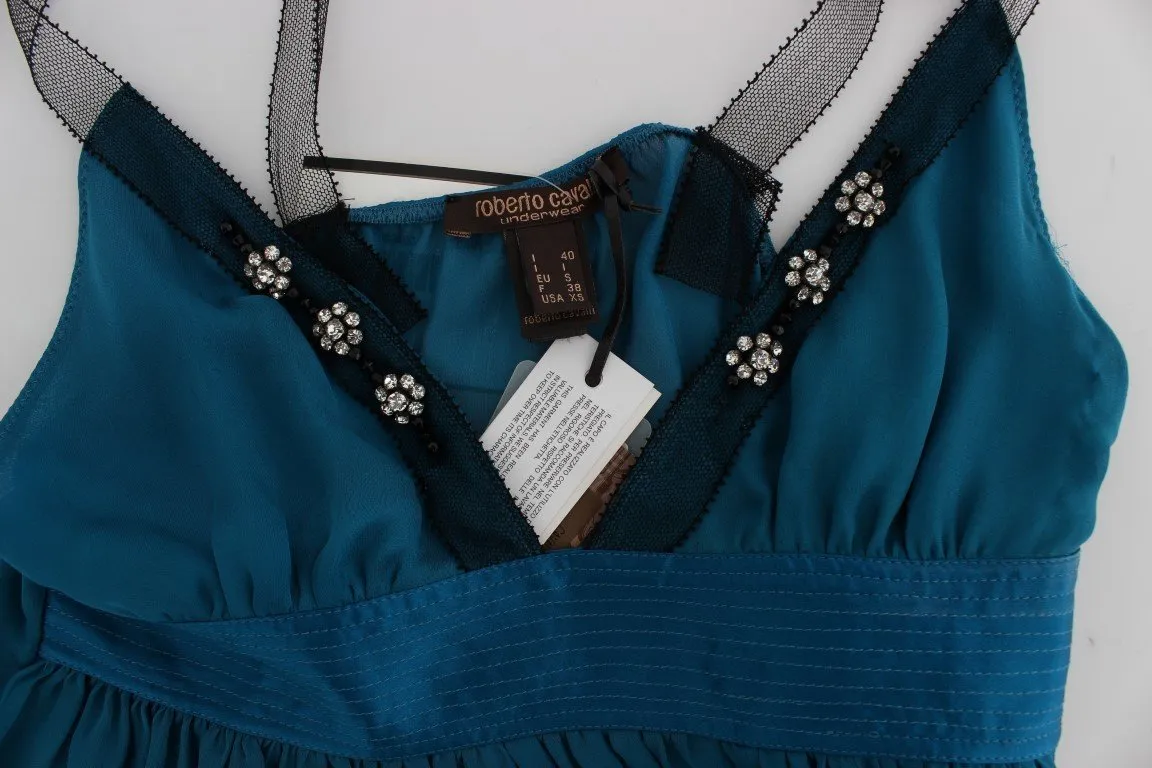 Blue Silk Camisole Top Blouse