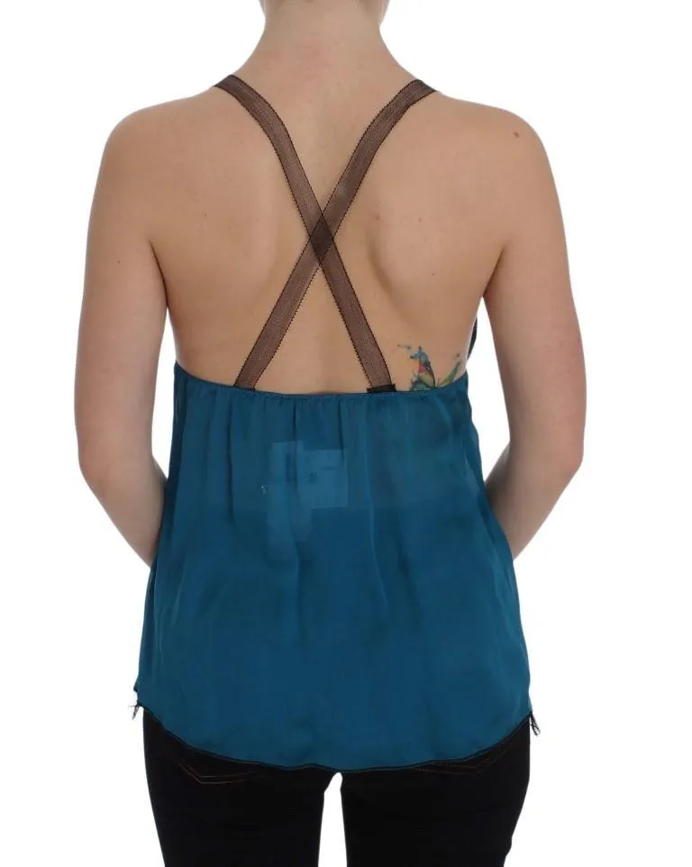 Blue Silk Camisole Top Blouse