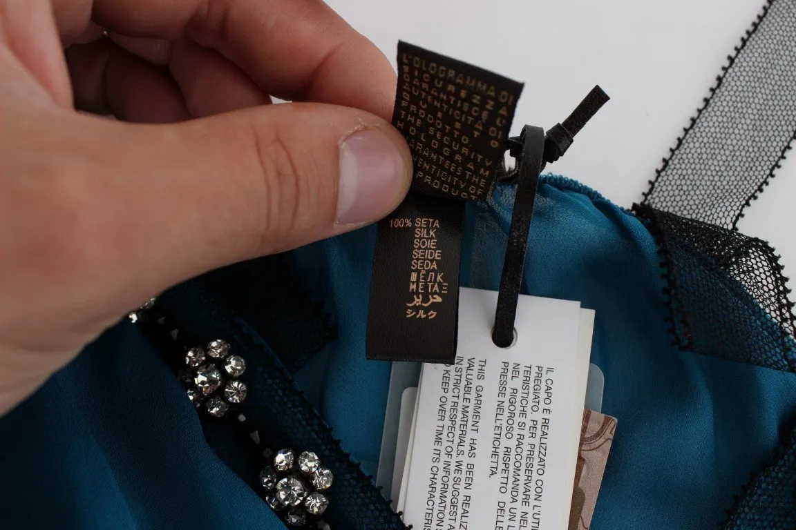 Blue Silk Camisole Top Blouse