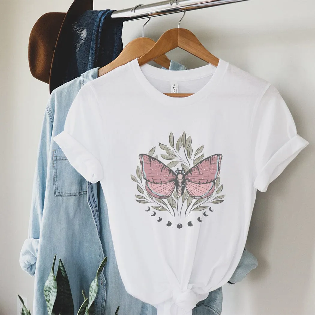 Boho Moon Butterfly Graphic T-Shirt - SP119