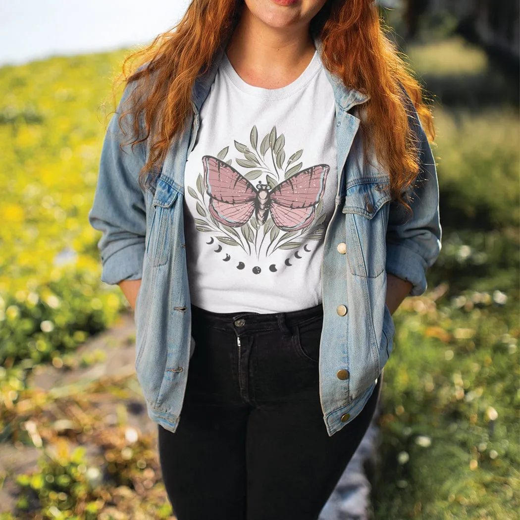 Boho Moon Butterfly Graphic T-Shirt - SP119