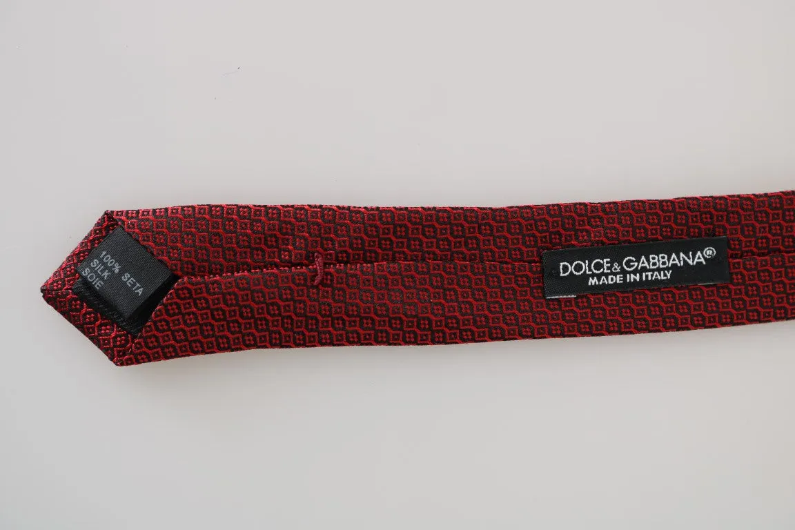 Bordeaux Black Silk Patterned Slim Tie