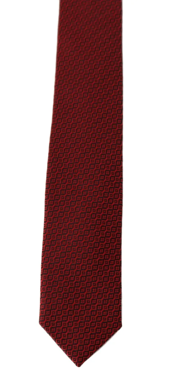 Bordeaux Black Silk Patterned Slim Tie