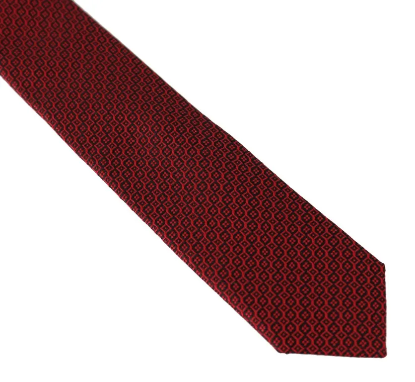 Bordeaux Black Silk Patterned Slim Tie