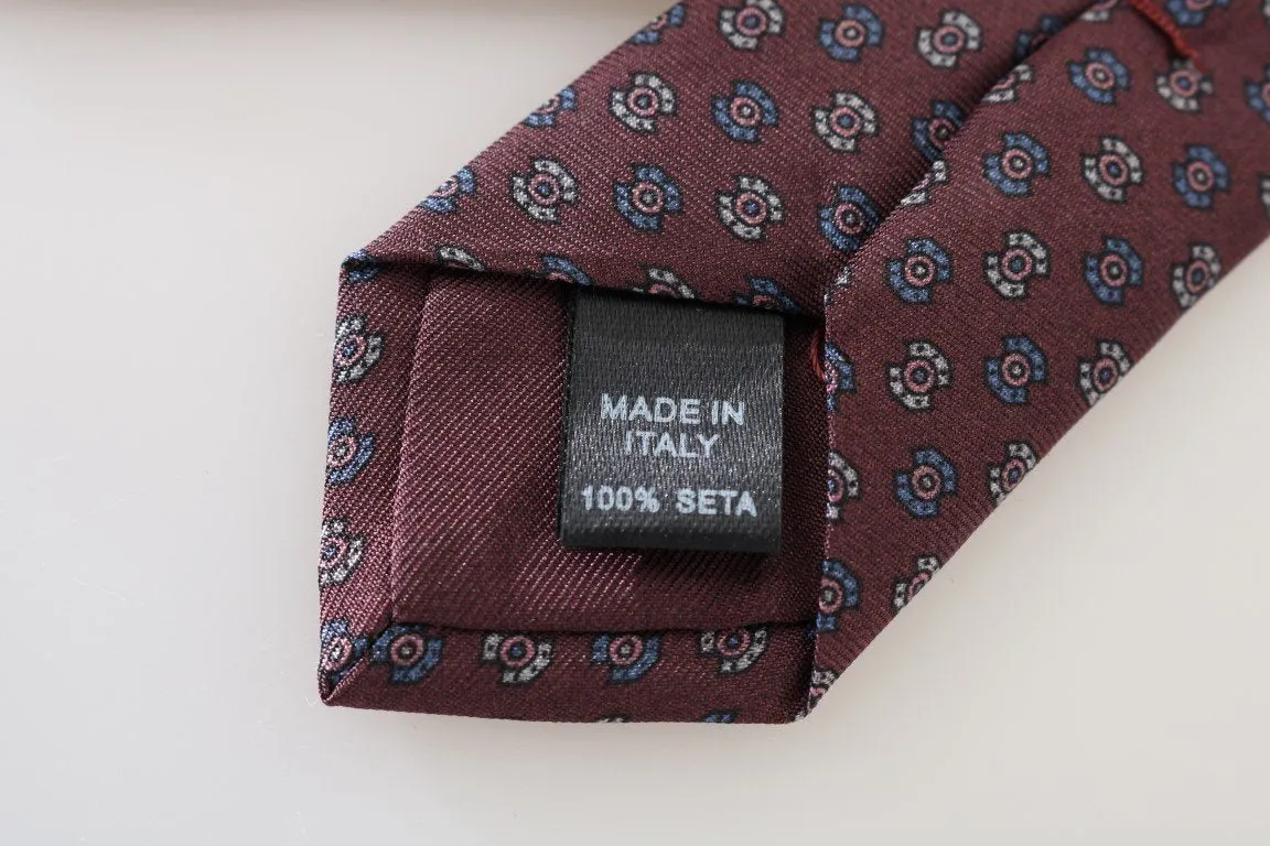 Bordeaux Silk Patterned Tie
