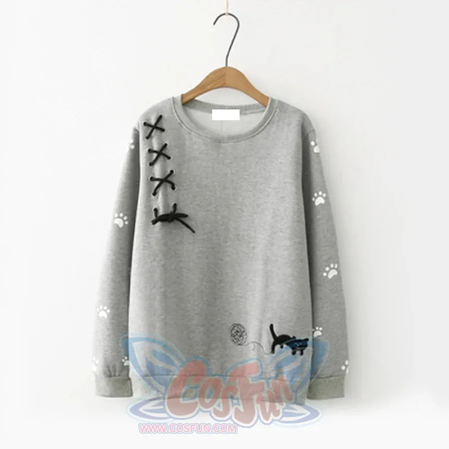 Bow-Knot Kitty Yarn Ball Sweatshirt J10004