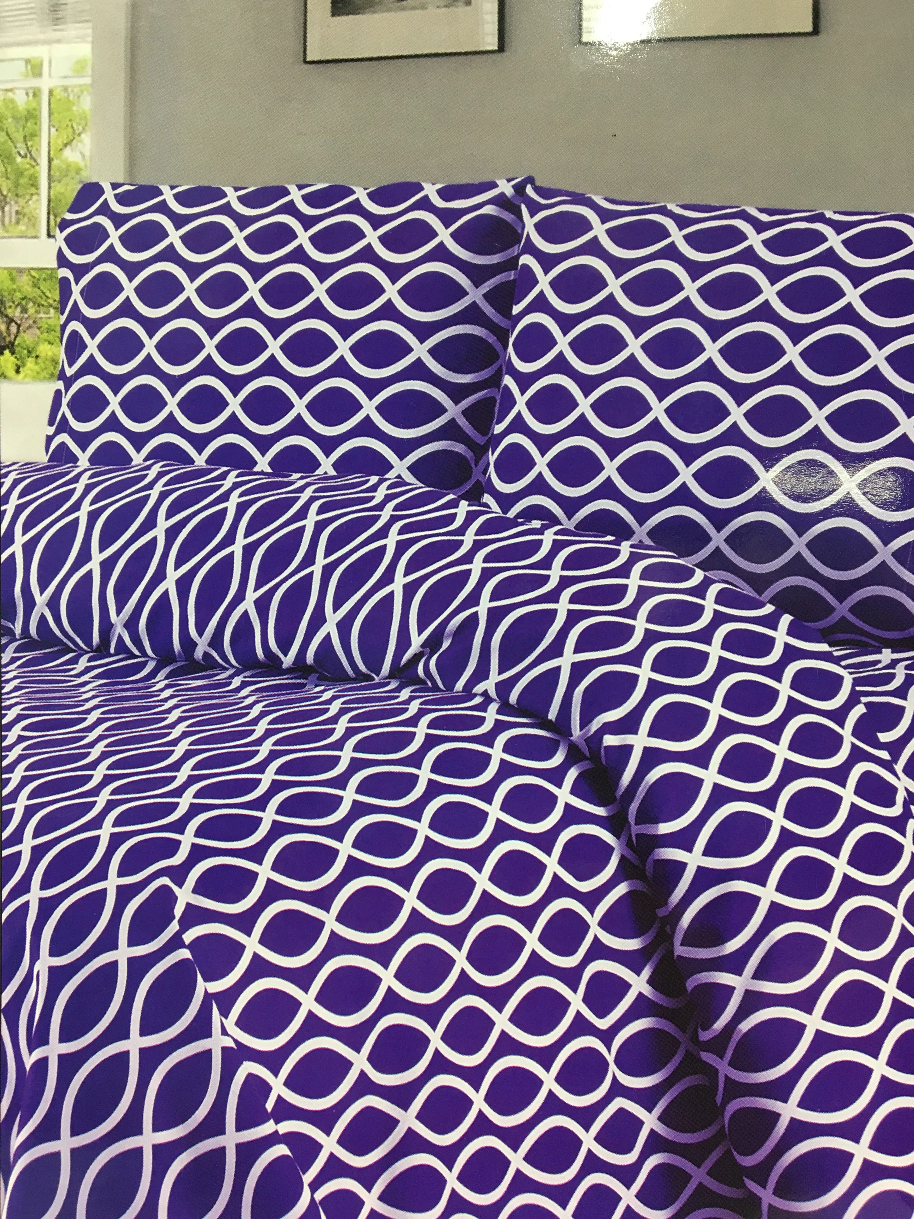 Brand new in package! Premier Bamboo Essence 3 Piece Deep Pocket Sheet set, Twin! Wrinkle, Fade & Stain Resistant! Purple!