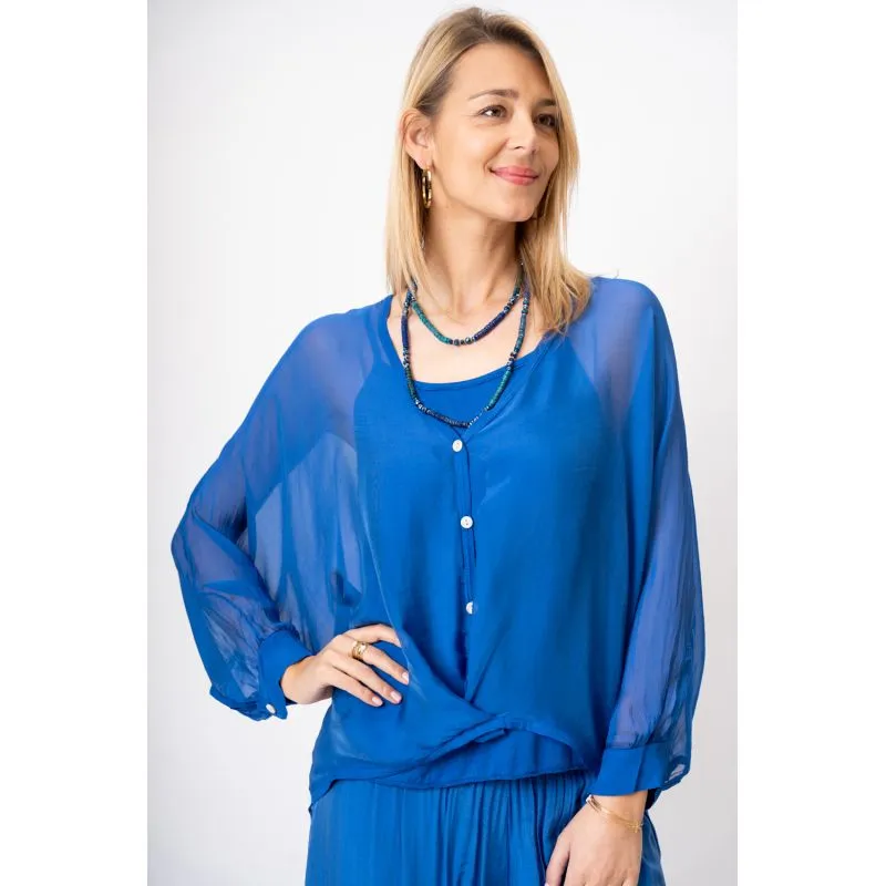 BUTTON-UP LAYERED TOP