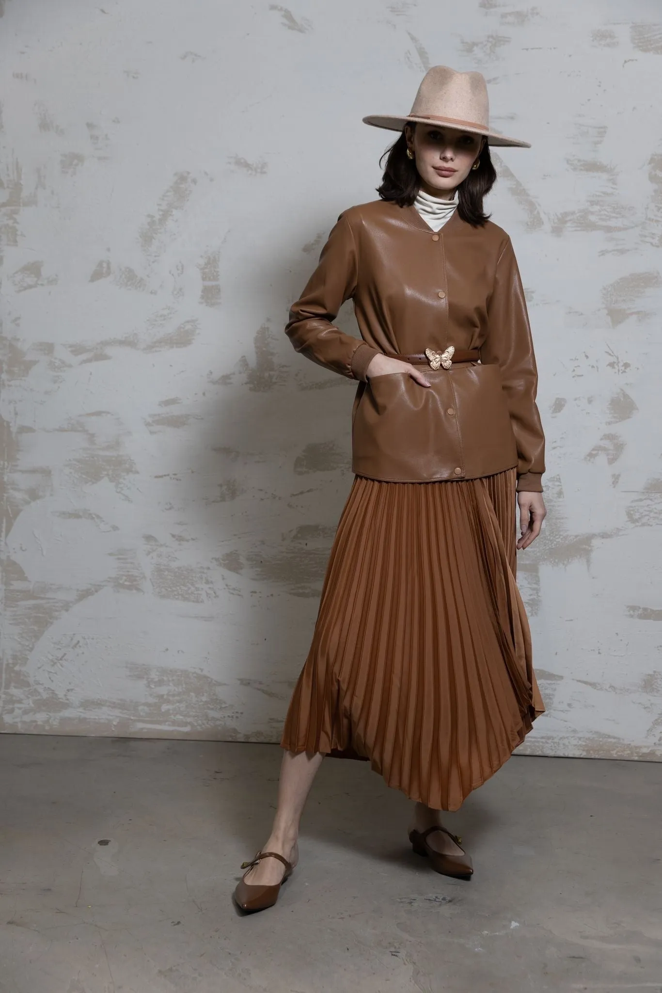 Byrd Arrow Pleated Copper Skirt
