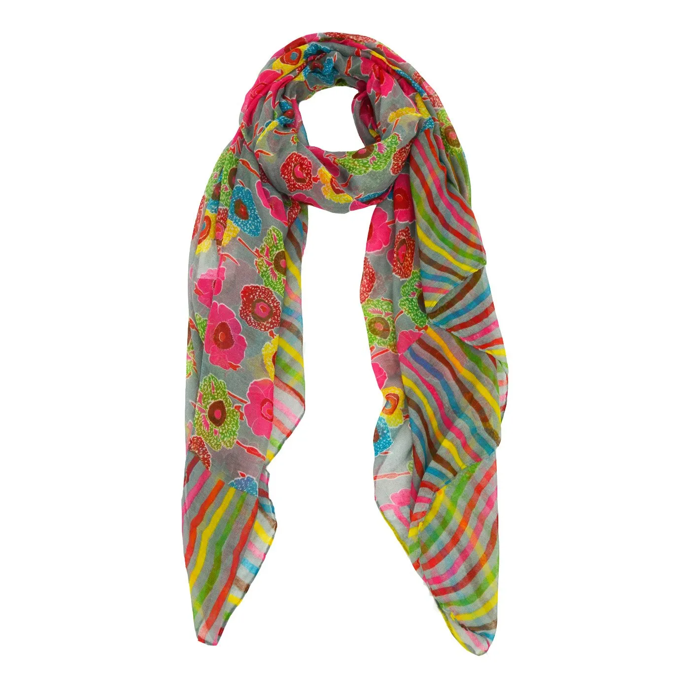 Caitlyn Striped Floral Party Scarf
