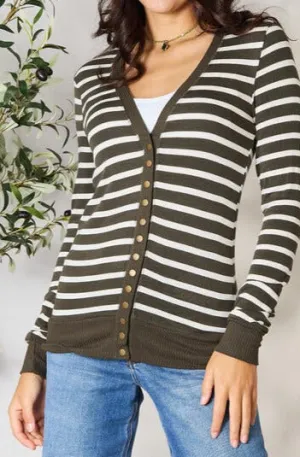 Callie Striped Snap Down Cardigan - Online Exclusive