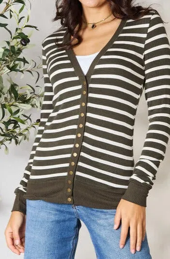 Callie Striped Snap Down Cardigan - Online Exclusive
