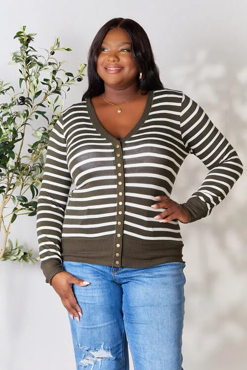 Callie Striped Snap Down Cardigan - Online Exclusive