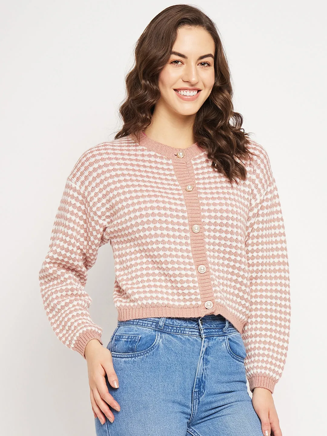 Camla Barcelona Striped Peach Cardigan