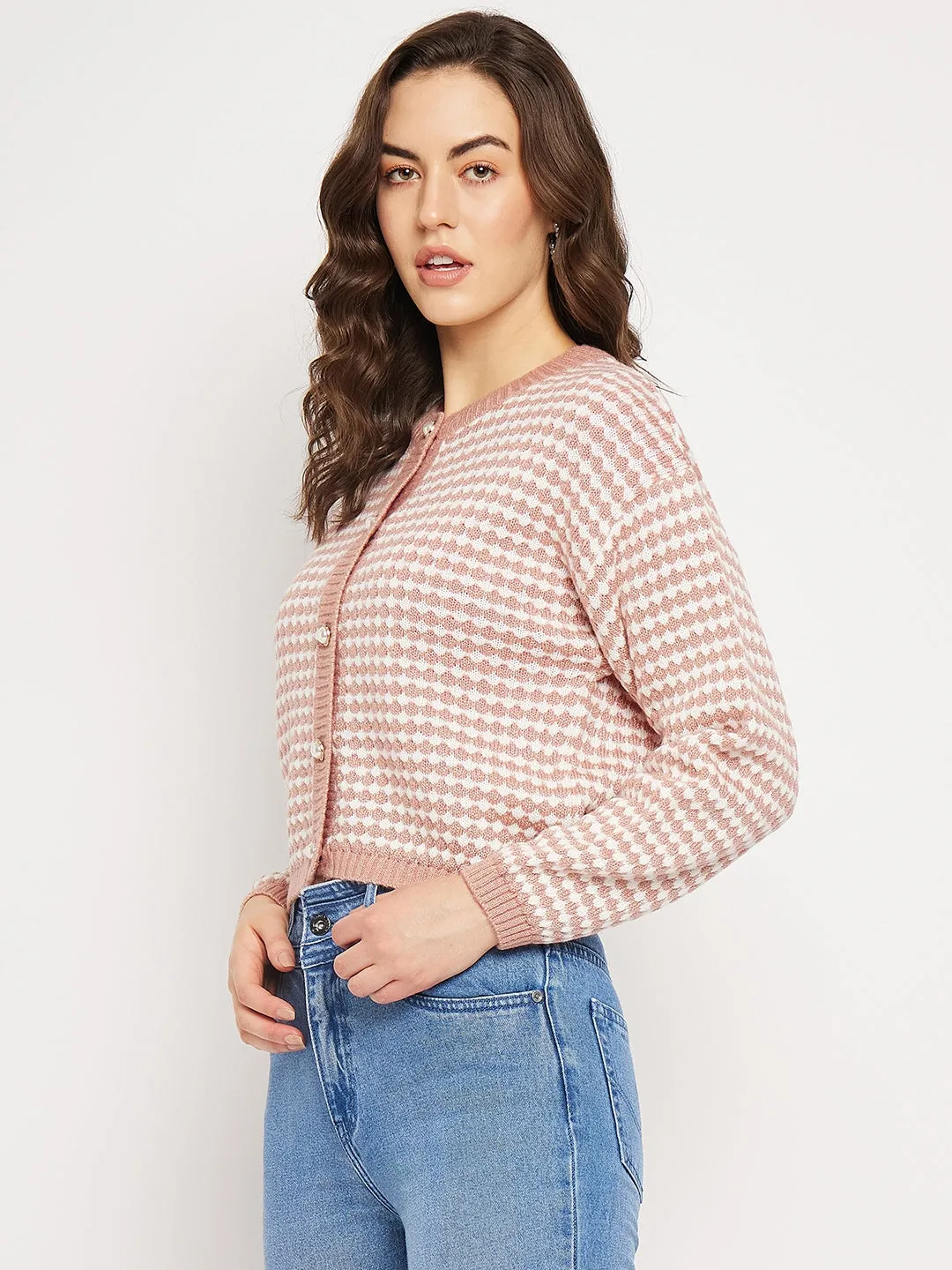 Camla Barcelona Striped Peach Cardigan
