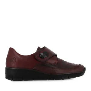CARIE 537C0 - BURGUNDY LEATHER/STRETCH COMBO