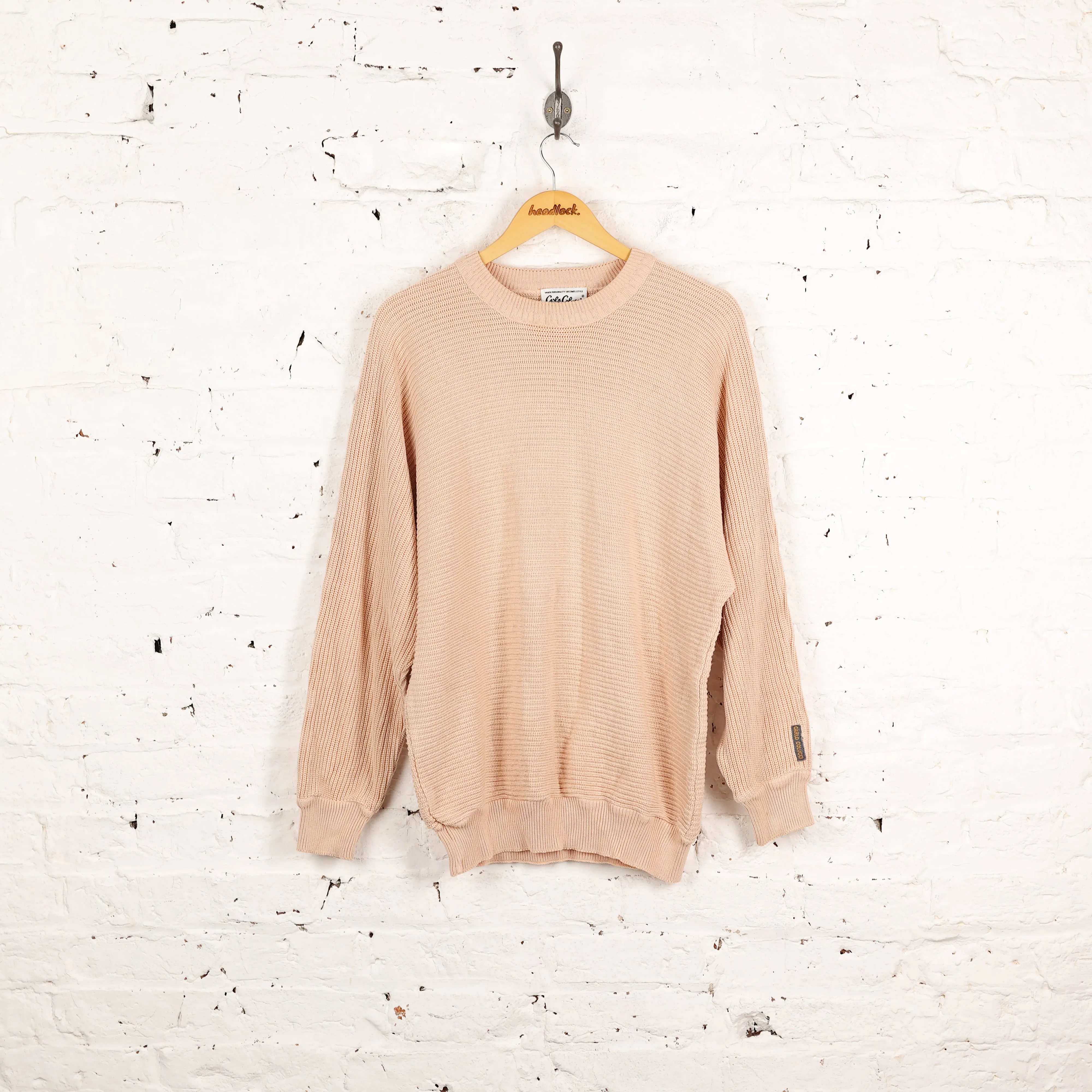 Carlo Colucci 90s Ribbed Knit Jumper - Beige - XL