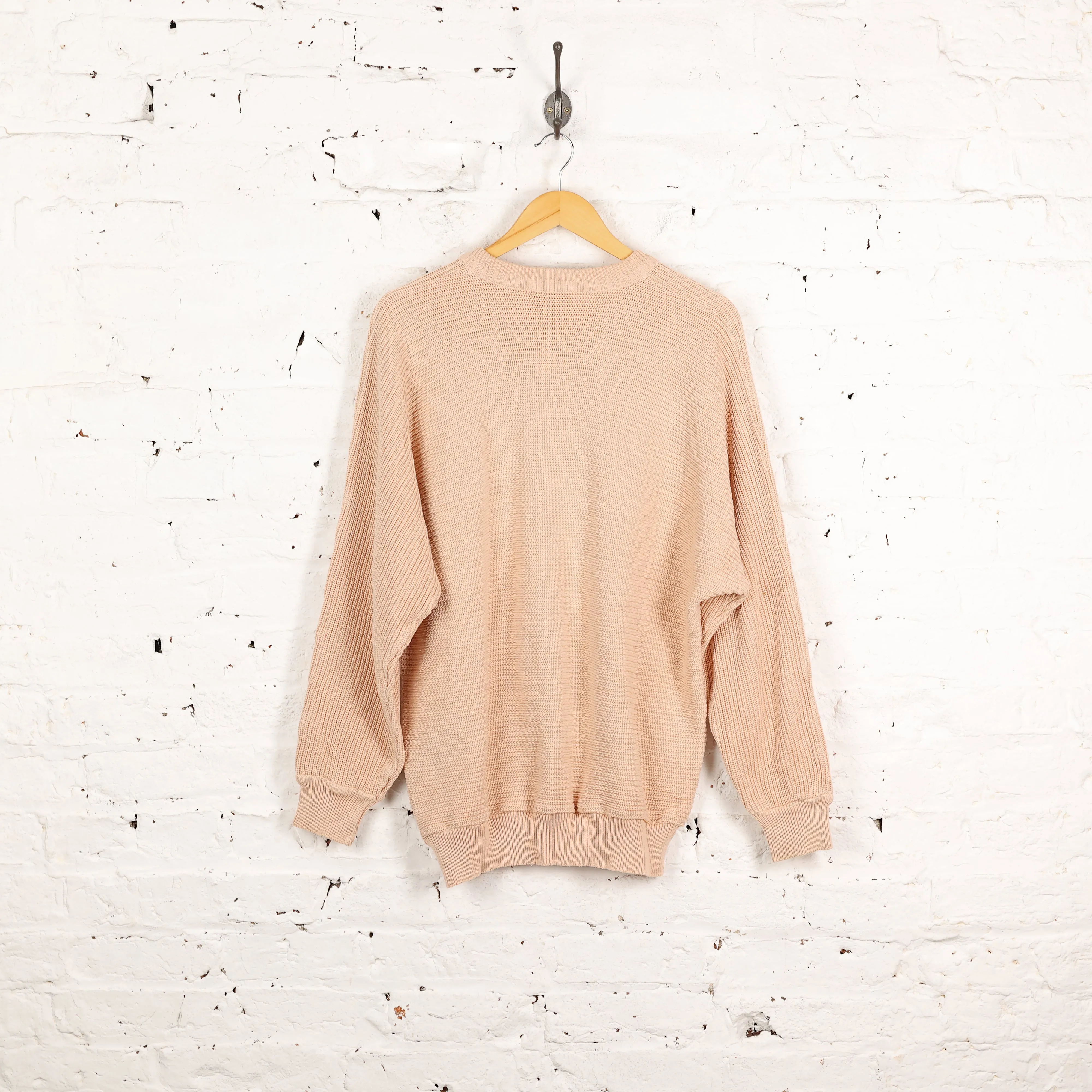 Carlo Colucci 90s Ribbed Knit Jumper - Beige - XL