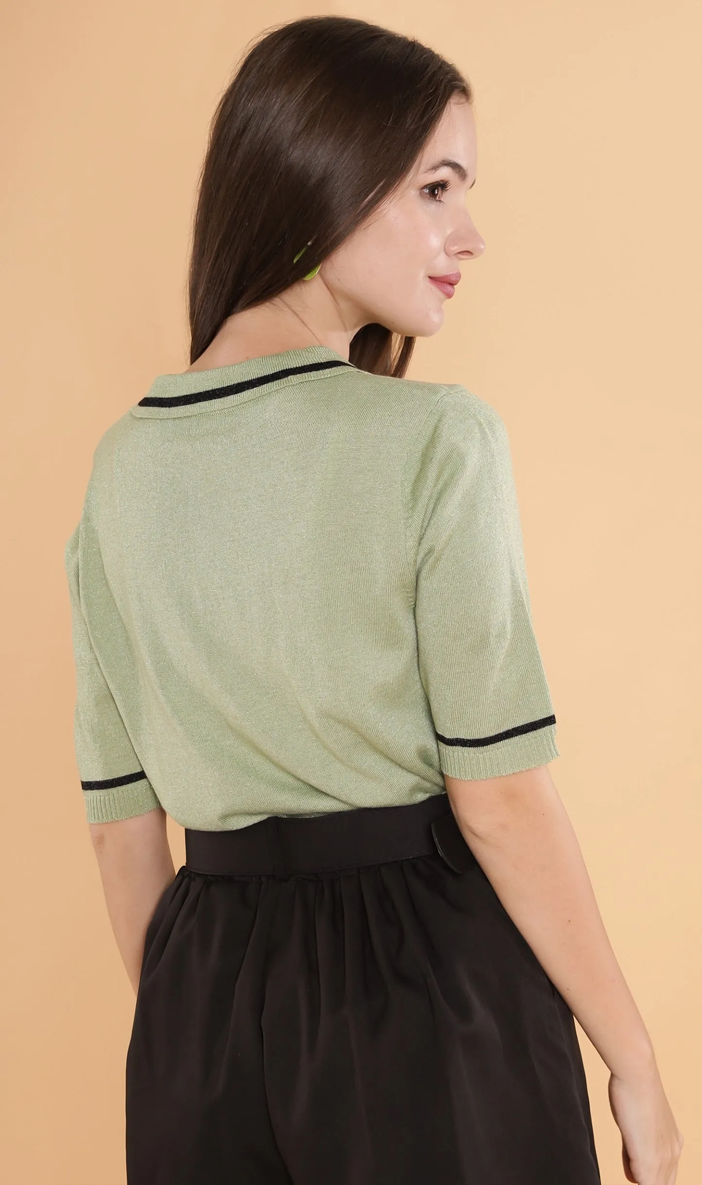 CASS Bear-Patch Knit Polo (Green)