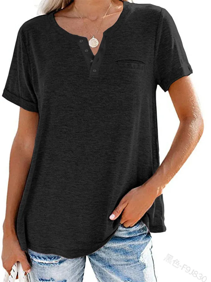 Casual Solid Color Short Sleeve Loose T-Shirts