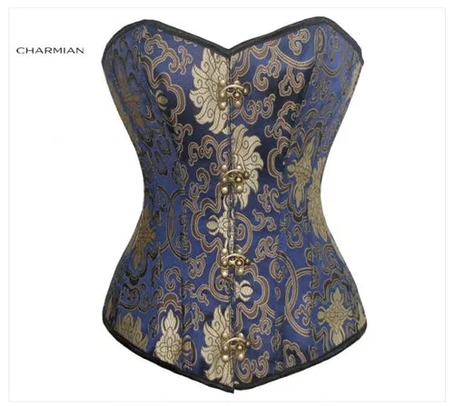 Charmian Women's Plus Size Retro Steampunk Corset Brocade Steel Bones