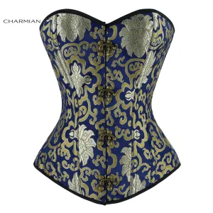 Charmian Women's Plus Size Retro Steampunk Corset Brocade Steel Bones