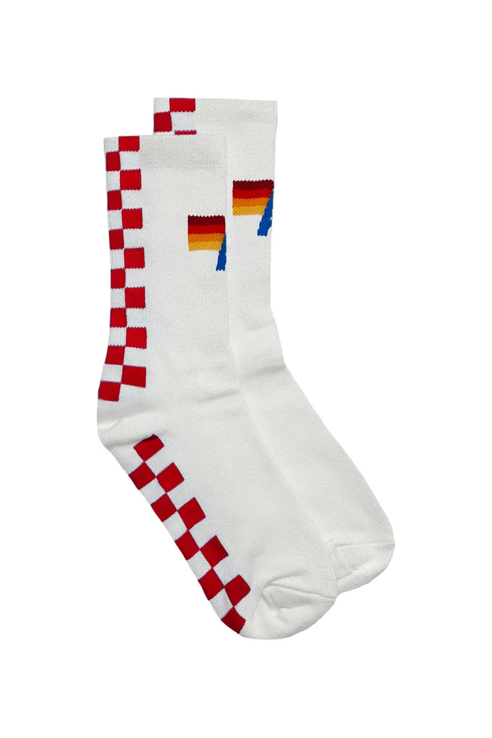 CHECKERED SOCK IN WHITE/RED