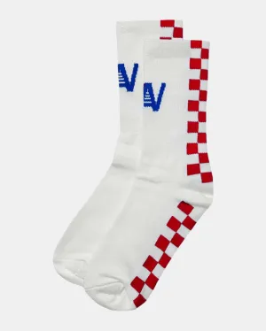 CHECKERED SOCK IN WHITE/RED
