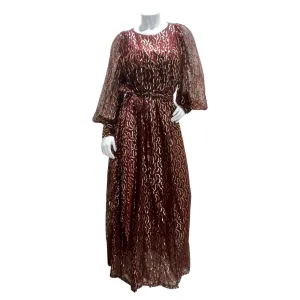Christian Dior 1980s Burgundy & Metallic Gold Gown