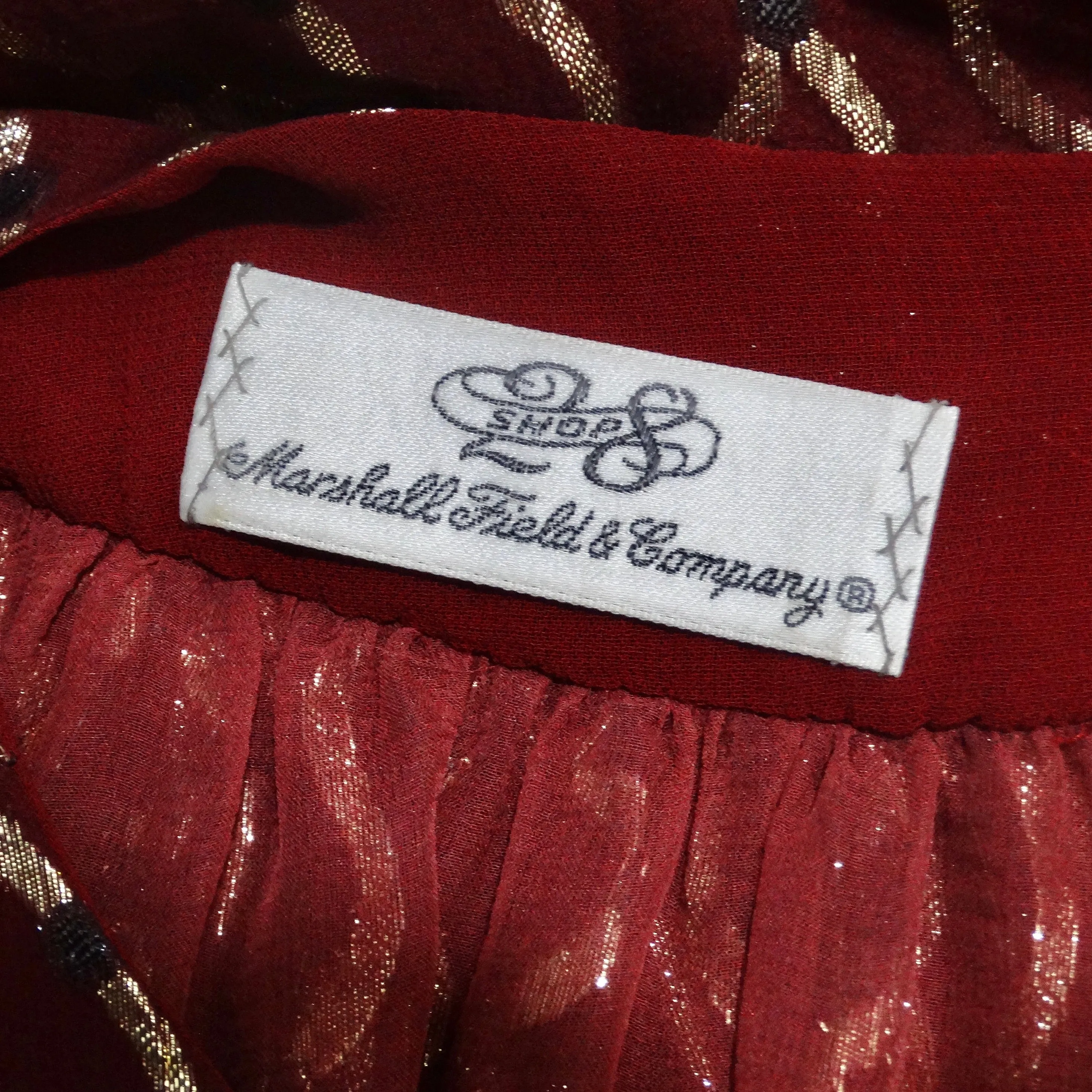 Christian Dior 1980s Burgundy & Metallic Gold Gown