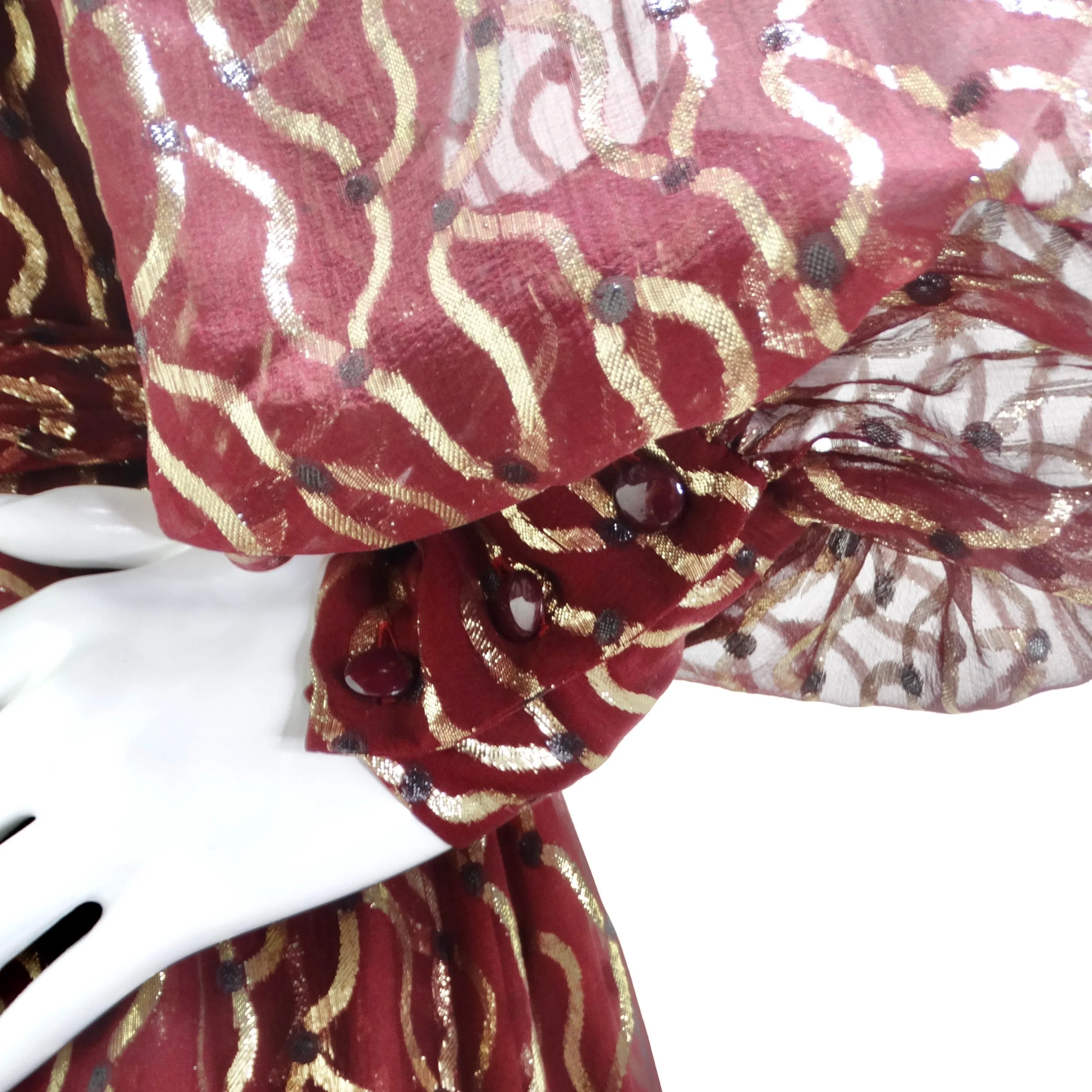 Christian Dior 1980s Burgundy & Metallic Gold Gown