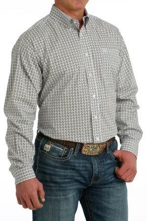 Cinch Men's Brown/Tan Multi Geometric Circle Print Button-Down Stretch Shirt