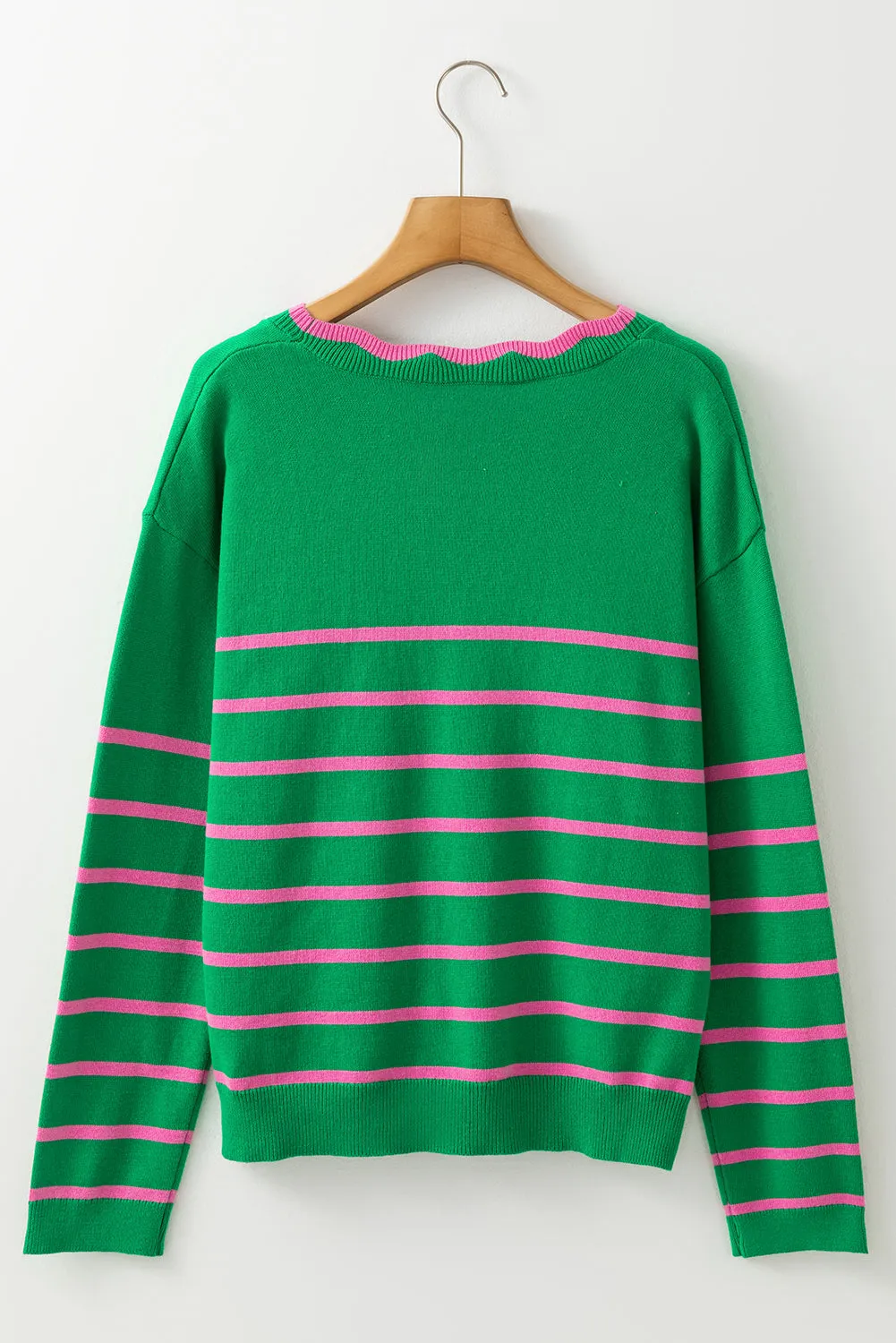 Clara Bow Striped V-Neck Long Sleeve Cardigan