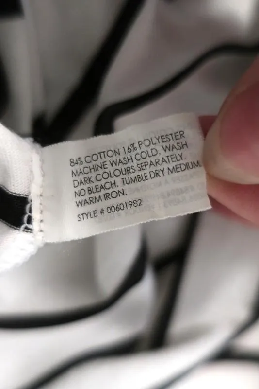 Club Monaco Boatneck Top White/Black Striped Cotton Jersey Size Extra Small