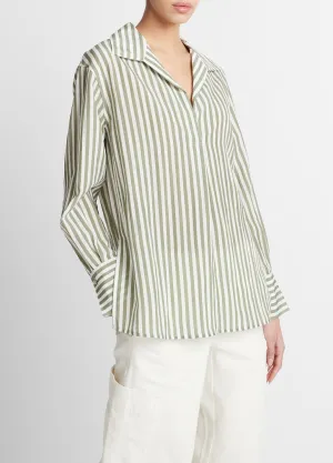 Coast Striped Stripe Shaped Collar Pullover (Sea Fern)