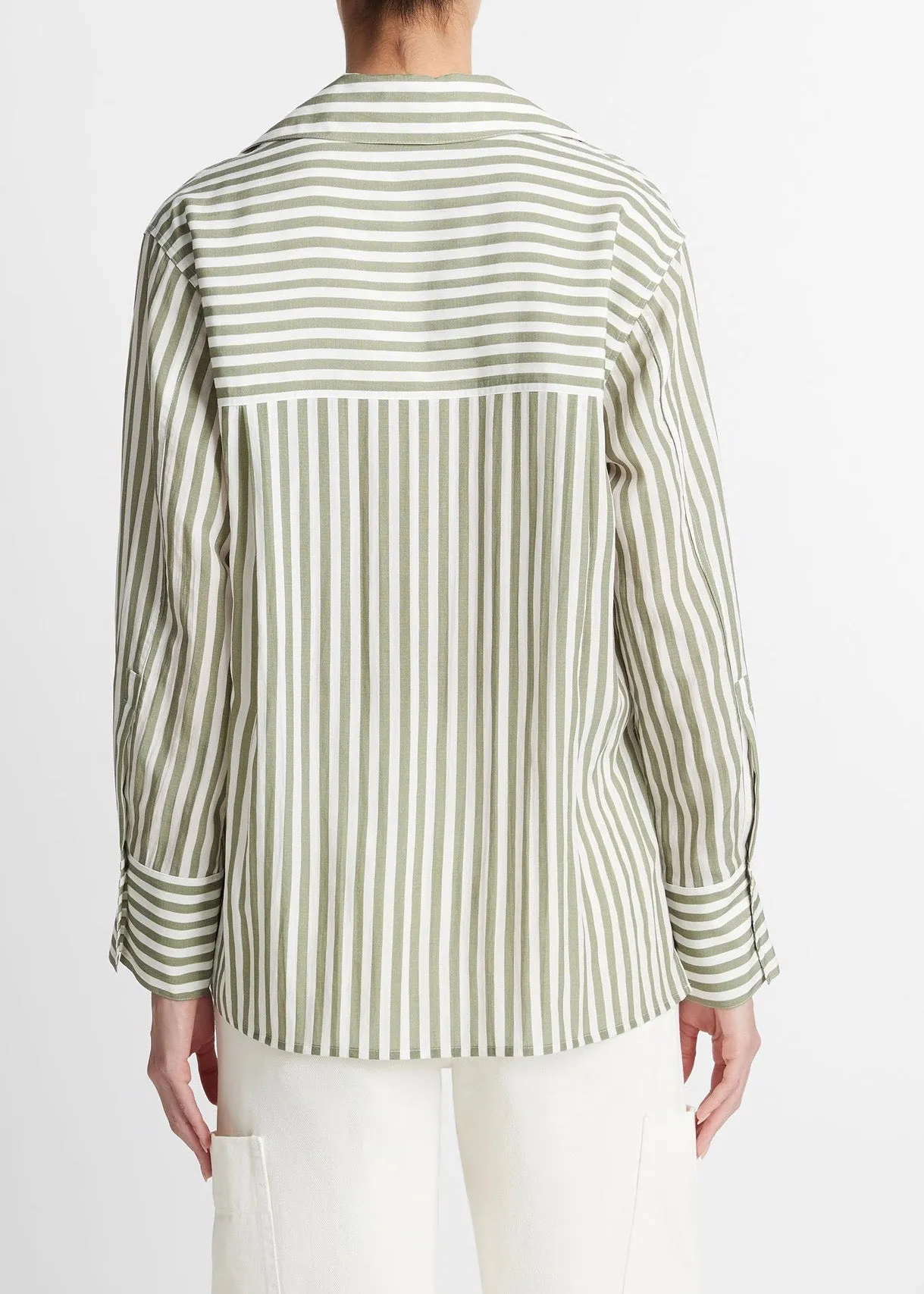 Coast Striped Stripe Shaped Collar Pullover (Sea Fern)